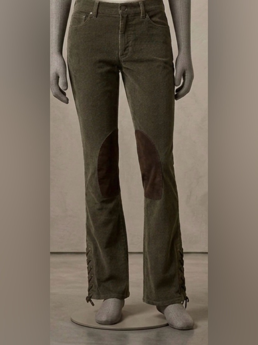 RALPH LAUREN DARK OLIVE CORDUROY JEANS WITH PERSONALITY